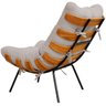 Poltrona Costela L02 com Puff Sala de Estar Linho Bege - 10