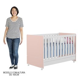 Berço Americano Mini Cama com Rodízios Charme P14 Branco/rosa - Mpozenato - 5 Berço Americano Mini Cama com Rodízios Charme P14 Branco/rosa - Mpozenato - 5