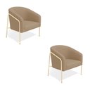 Ver imagem 2 de Poltrona Sala Industrial Alta Champanhe Kit 2 Stella Suede Marrom R D03 - D’Rossi