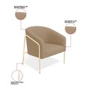 Ver imagem 3 de Poltrona Sala Industrial Alta Champanhe Kit 2 Stella Suede Marrom R D03 - D’Rossi