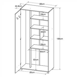 Armário Alto Multiuso 2 Portas 4 Prateleiras Roma Art in Móveis - 4 Armário Alto Multiuso 2 Portas 4 Prateleiras Roma Art in Móveis - 4