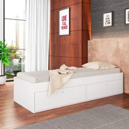 Cama de Solteiro Tokio 192x82cm com Baú Branco Cm800 Art In Móveis - 1