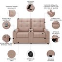 Ver imagem 3 de Poltrona do Papai Reclinável Mallie 2 Lugares Baú Usb Fh9 Veludo Rosê - Mpozenato