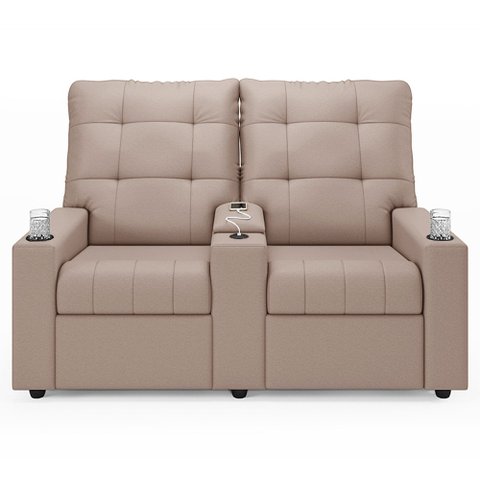 Poltrona do Papai Reclinável Mallie 2 Lugares Baú Usb Fh9 Veludo Rosê - Mpozenato