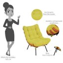 Ver imagem 3 de Poltrona Costela com Puff Sala de Estar Suede - Lyam Decor