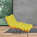 Ver imagem 2 de Poltrona Costela com Puff Sala de Estar Suede - Lyam Decor