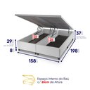 Ver imagem 7 de Conjunto Box Baú Branco Argel Cinza Espuma D33 Queen 158x198x74 - King House