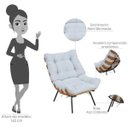 Ver imagem 3 de Poltrona Costela com Puff Sala de Estar Linho - Lyam Decor