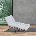 Ver imagem 2 de Poltrona Costela com Puff Sala de Estar Linho - Lyam Decor