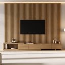 Ver imagem 1 de Rack Extensível com Painel Ripado TV 86 Polegadas Planejado 280x250cm Aruá CabeCasa MadeiraOriginals