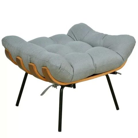 Puff Decorativo Sala de Estar Costela Linho Cinza Escuro