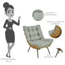 Ver imagem 3 de Poltrona Costela com Puff Sala de Estar Linho Cinza  - Lyam Decor