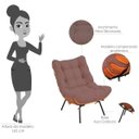 Ver imagem 3 de Poltrona Costela com Puff Sala de Estar Suede - Lyam Decor