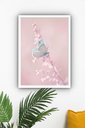 Ver imagem 1 de Quadro Decorativo Borboleta Azul Flor Rosa - 70x50cm:moldura Preta