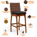 Ver imagem 4 de Kit 03 Banquetas Altas Cozinha Sala Jantar Fixa Mila B04 Couríssimo Marrom Linho Chumbo - Lyam