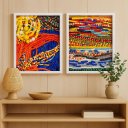 Ver imagem 1 de Kit 2 Quadros Candomble Umbanda - Guias e Contas 33x24cm:moldura Branca