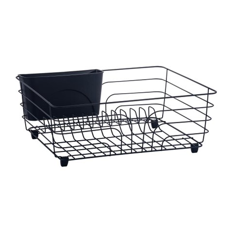 Escorredor de Louça 10 Pratos com Porta Talheres Preto Mor