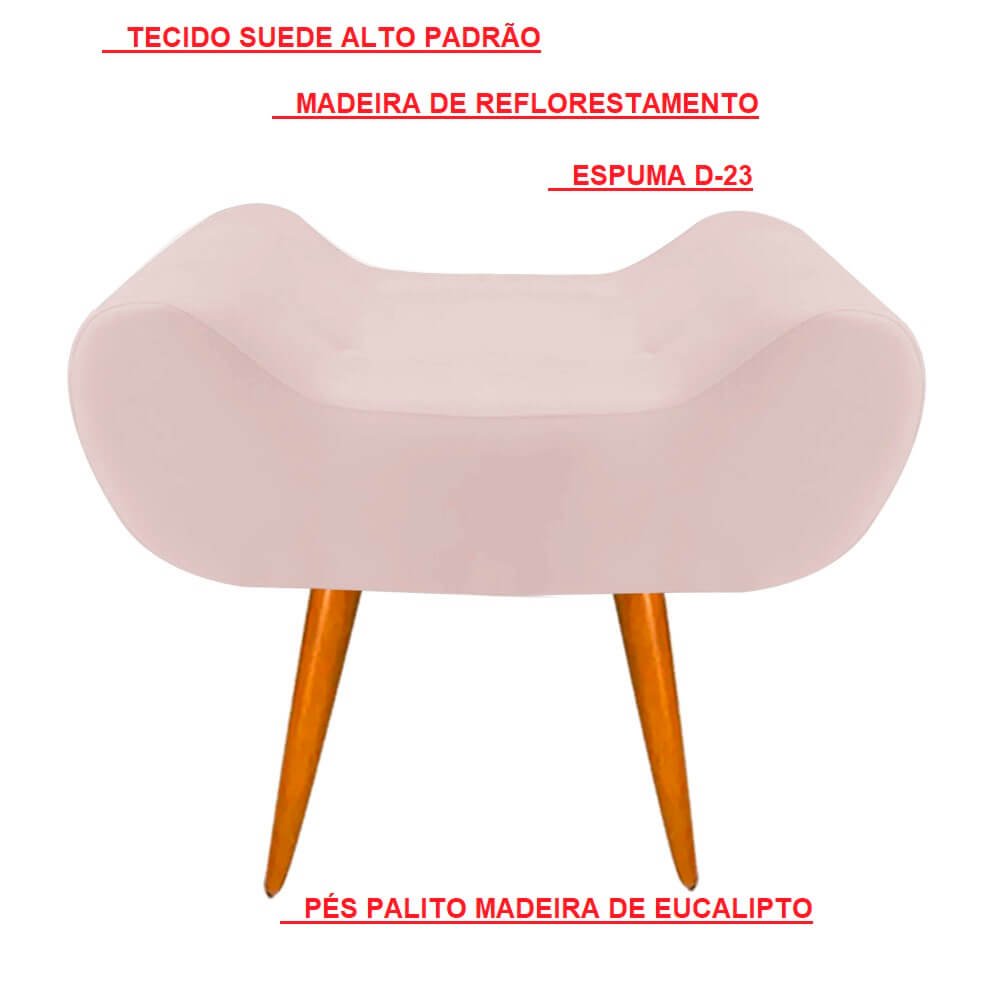 Kit 02 Puff Decorativo Leticia Suede Bege Pés Palito Closet - 3