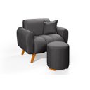 Ver imagem 1 de Poltrona Dallas com Puff em Linho Pes em Madeira: Grafite