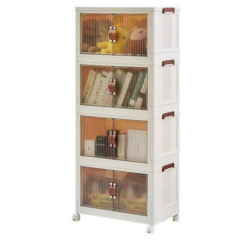 Armario Organizador Dobravel 4 Andares Rodinhas Empilhavel Decoraçao Sala Quarto Lavanderia Closet B