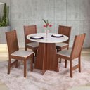 Ver imagem 1 de Conjunto Mesa Paraty Redonda com 4 Cadeiras Paraty - Bagum Bege Off White