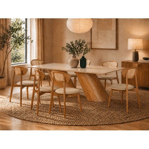 Sala de Jantar Maciça 8 Cadeiras 2,20m Corino Orion Imperial