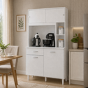 Ver imagem 2 de Kit Cozinha Duda 90cm Branco Compacta 4 Portas 1 Gaveta Porta de Correr