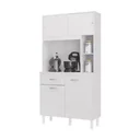 Ver imagem 1 de Kit Cozinha Duda 90cm Branco Compacta 4 Portas 1 Gaveta Porta de Correr