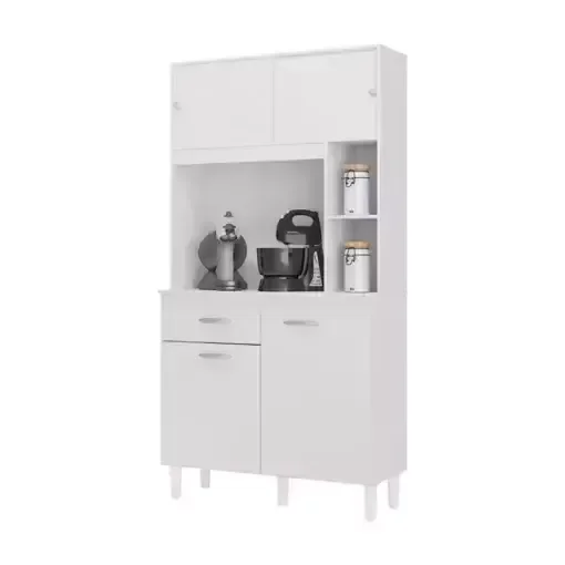 Ver imagem 1 de Kit Cozinha Duda 90cm Branco Compacta 4 Portas 1 Gaveta Porta de Correr