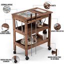 Ver imagem 4 de Carrinho de Churrasco Mesa Gourmet Churrasqueira Madeira Maciça Imbuia - Lyam Decor