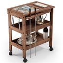 Ver imagem 3 de Carrinho de Churrasco Mesa Gourmet Churrasqueira Madeira Maciça Imbuia - Lyam Decor
