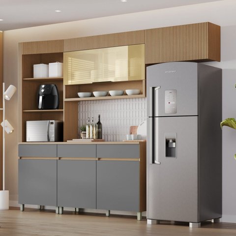 Cozinha Completa Modulada 4 Peças 5 Portas 3 Gavetas 100% MDF Mista