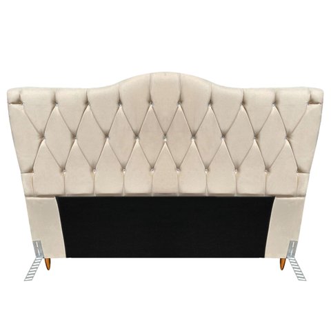 Cabeceira Cama Box de Casal Quarto Estofada Barcelona 140cm:corino Bege Claro