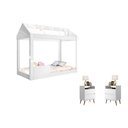 Ver imagem 1 de Quarto Infantil Completo com Mesa de Cabeceira Lotus 2 Gavetas e Cama Montessoriana Crystal Branco -