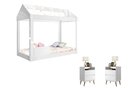 Ver imagem 1 de Quarto Infantil Completo com Mesa de Cabeceira Lotus 2 Gavetas e Cama Montessoriana Crystal Branco -
