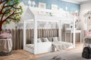 Ver imagem 2 de Quarto Infantil Completo com Mesa de Cabeceira Lotus 2 Gavetas e Cama Montessoriana Crystal Branco -