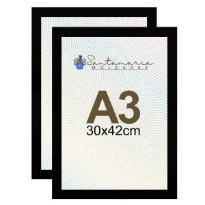 Kit 2 Porta Retrato Molduras A3 30x42  Preto
