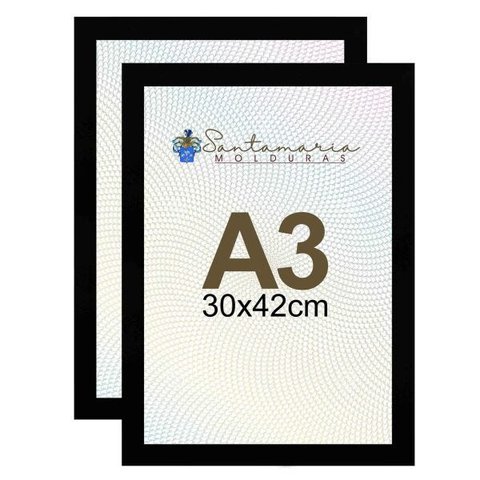 Kit 2 Porta Retrato Molduras A3 30x42  Preto
