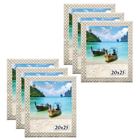 Kit 6 Molduras Porta Retrato 20x25 3cm Relevo Bege