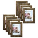 Ver imagem 1 de Kit 8 Molduras Porta Retrato 15x21 3cm Relevo Dourado