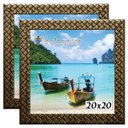 Ver imagem 1 de Kit 2 Molduras Porta Retrato 20x20 3cm Relevo Dourado
