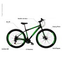 Ver imagem 2 de Bicicleta Aro 29 Quadro 17 Aço Freio a Disco Mecânico 21 Marchas - Dropp - Preto/Verde