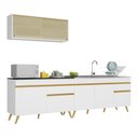 Ver imagem 1 de Armário de Cozinha Compacta 270cm Veneza Multimóveis V2077 Branco/Dourado