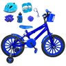 Bicicleta Infantil Aro 16 Azul Kit Azul com Capacete e Kit Proteção - 1