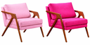 Ver imagem 1 de Kit 02 Poltronas Decorativa Mona Luxo Base de Madeira Maciça Sala Recepção Veludo Rosa Claro Pink El
