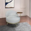 Ver imagem 2 de Poltrona Decorativa Andromeda Linho Bouclê Cinza Claro Base Giratória de Ferro - Pallazio