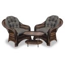 Ver imagem 1 de Conjunto de Poltronas Fibra Sintética Janaína - 2 Poltronas + 1 Mesa Centro - Tecido Duna Fendi