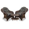 Conjunto de Poltronas Fibra Sintética Janaína - 2 Poltronas + 1 Mesa Centro - Tecido Duna Fendi - 1