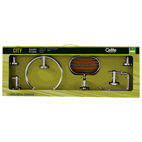Kit Acessorios 5 Pecas New City Cromado - Celite Celite Metais (s)
