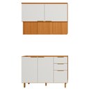Ver imagem 1 de Balcão para Pia e Armário Aéreo 120 cm MDF Bari Freijo Off Acetinado Poliman